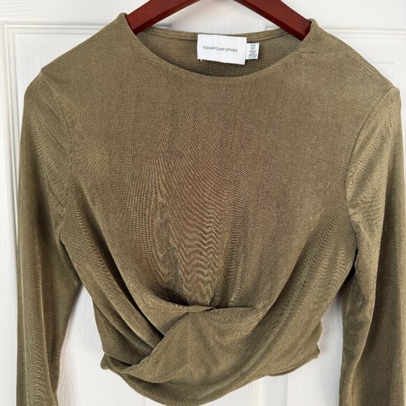 Significant Other "Texas" Khaki Twist Crop Top Sz 8 Retails $195 - Picture 3 of 7
